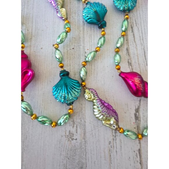 Vintage radko seafoam seahorse Garland shell green glitter Xmas tree - Picture 10 of 10